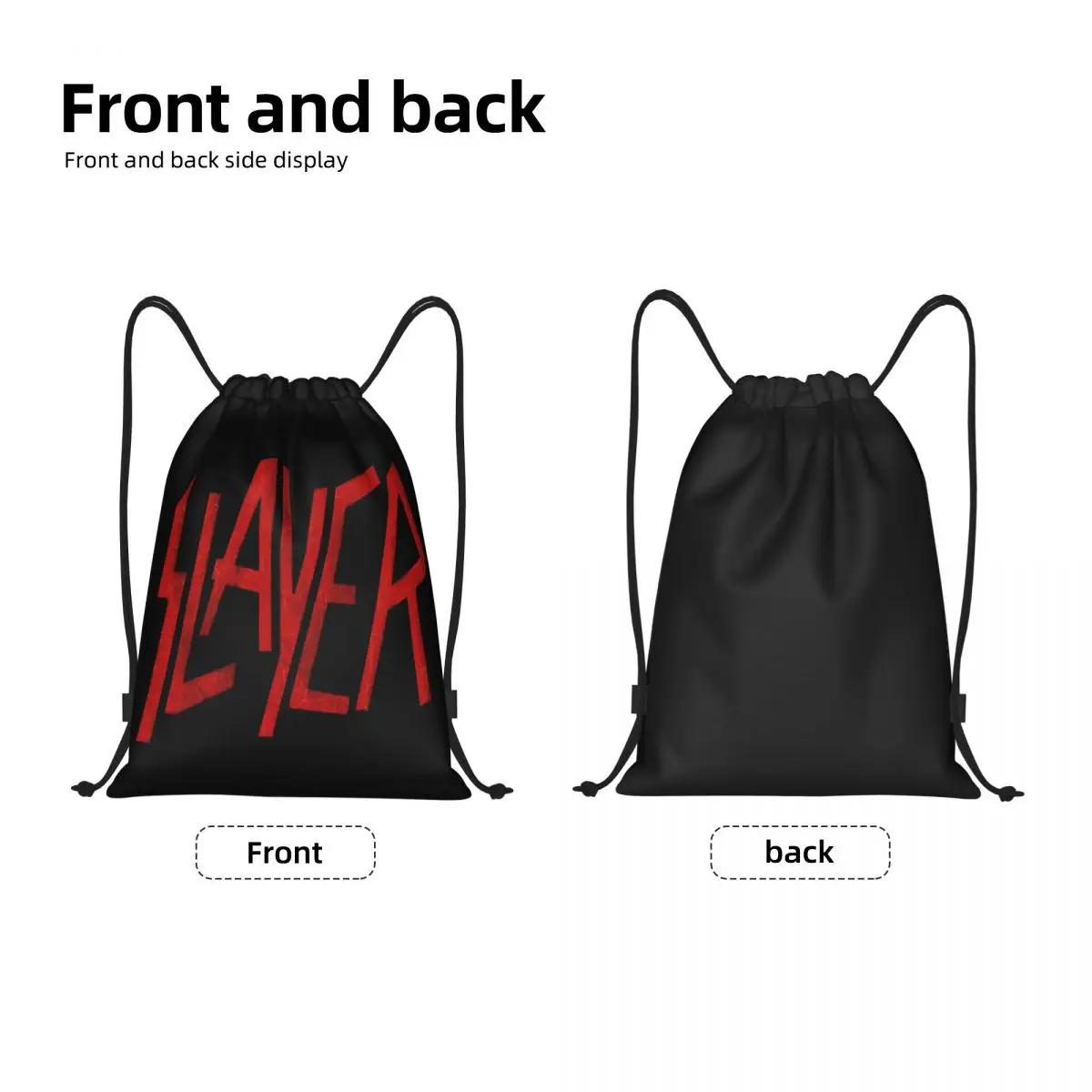 Custom Slayers Letter Drawstring Bag for Shopping Yoga Backpacks Men Women Heavy Metal Sports Gym Sackpack