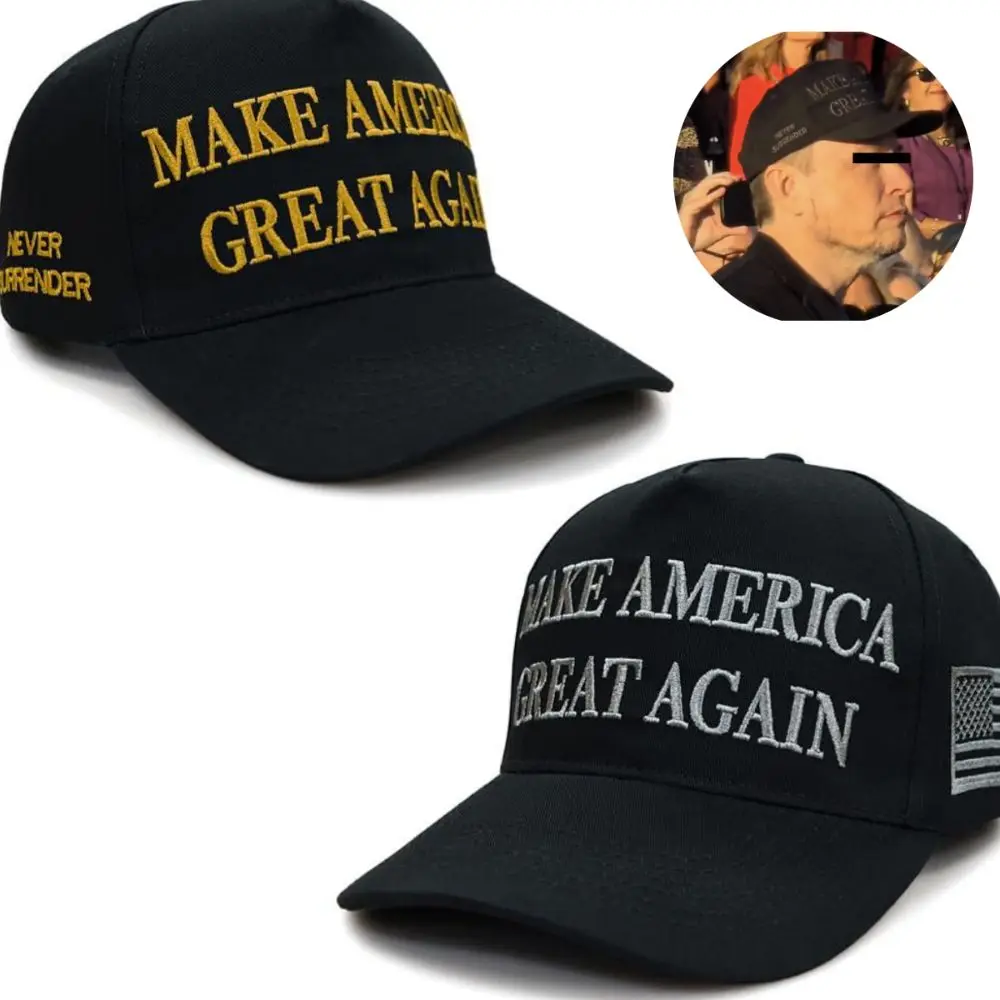 Trendy USA Embroidered Baseball Cap Musk's MAGA Hat Solid Color Donald Trump MAGA Hat Adjustable Sun Hat Trump 2024 Hat