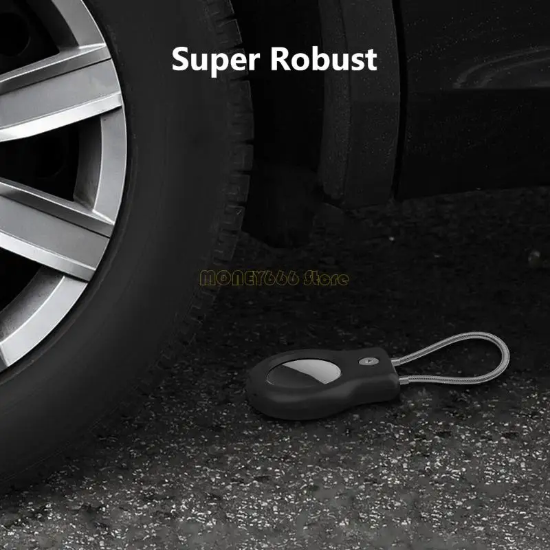 F62C Heavy Duty Tracking Device Protectors Guard mit Antislip -Silikon -Stahlseil für Rucksäcke Gepäck und Keyrings