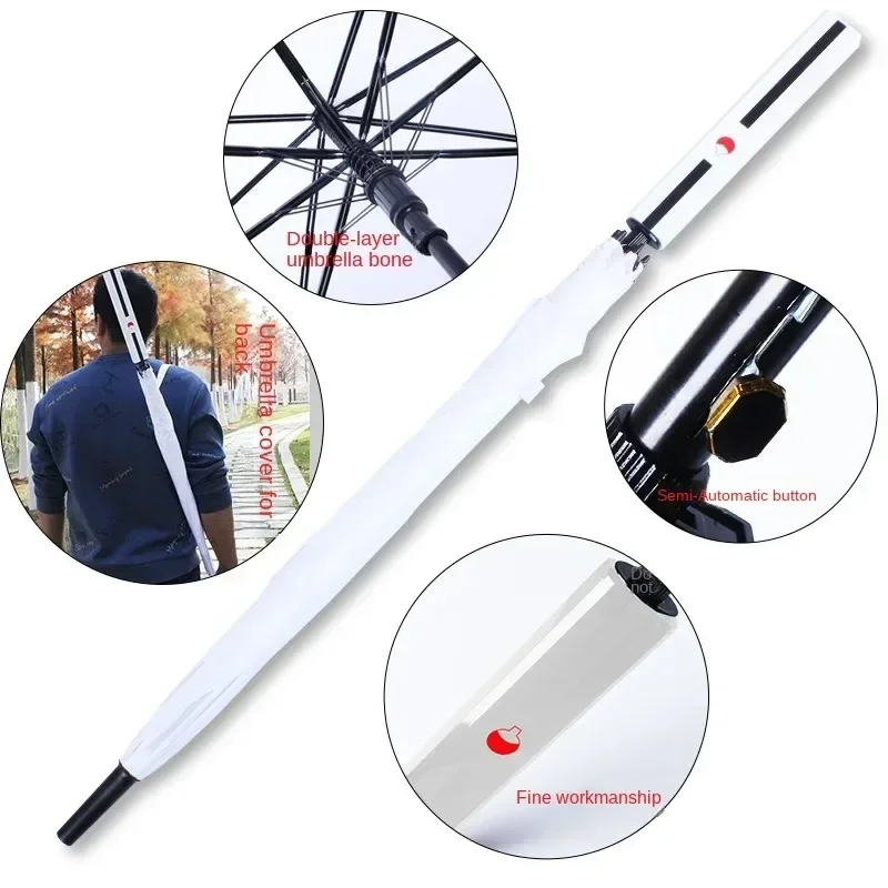 16 Bones Demon Slayer Katana Umbrella Tanjirou Creative Samurai Long Handle Sword Umbrella Windproof Sun Rain Straight Parasol