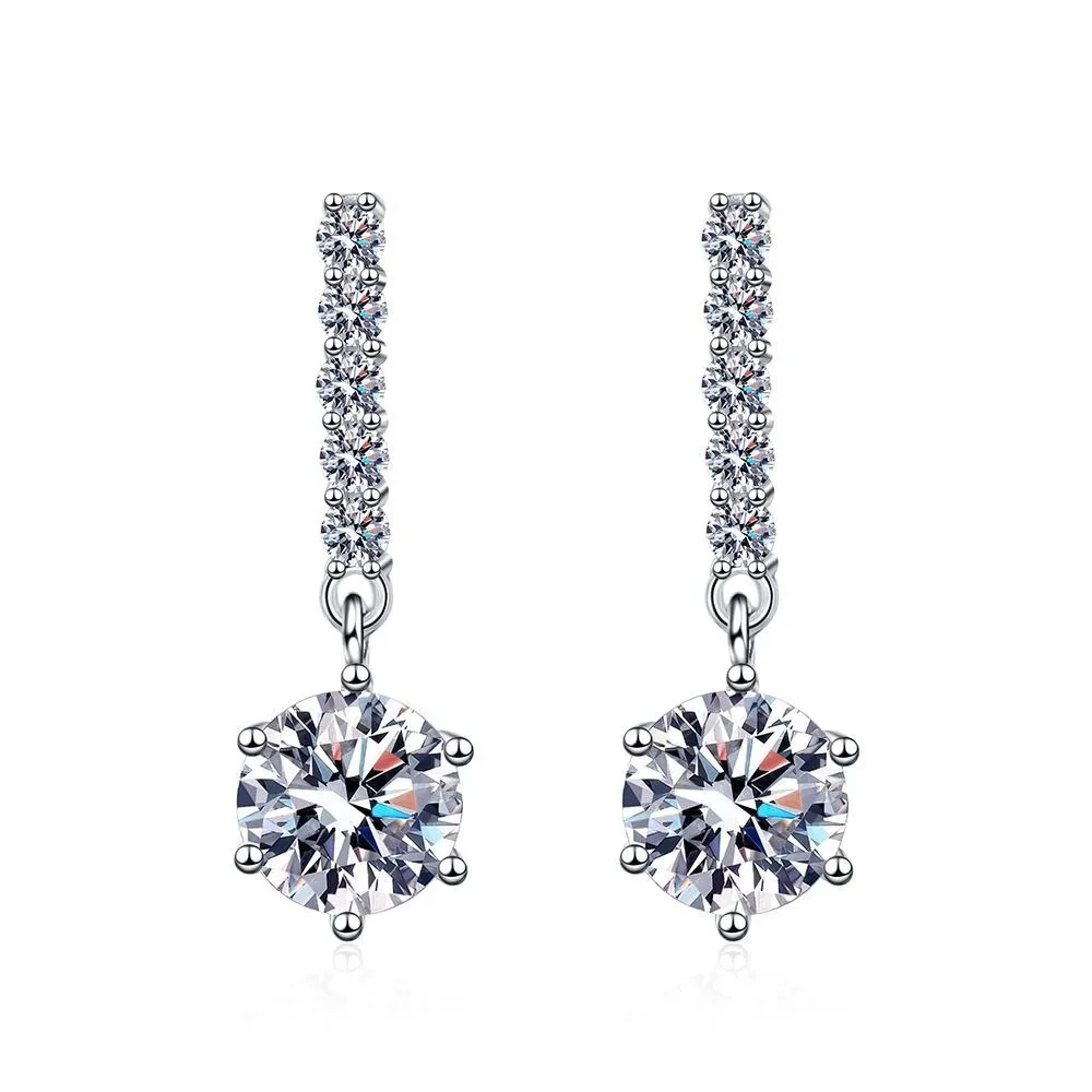 

Bague Ringen 1CT 6.5mm D Color VVS Moissanite Earrings For Women Sparkling Lab Diamond GRA Certified 925 Sterling Silver Jewelry