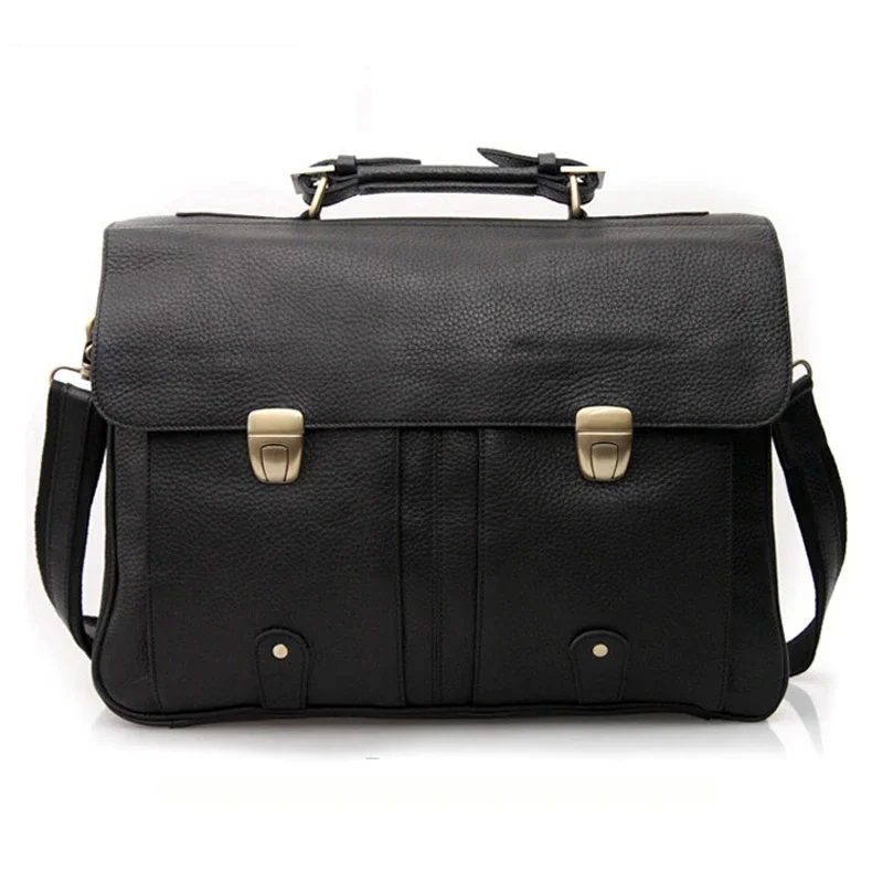 

High Quality Cowhide Genuine Leather Briefcase for Men Business Bag 15.6"Laptop Case Male Portfolio Attache Office messenger bag