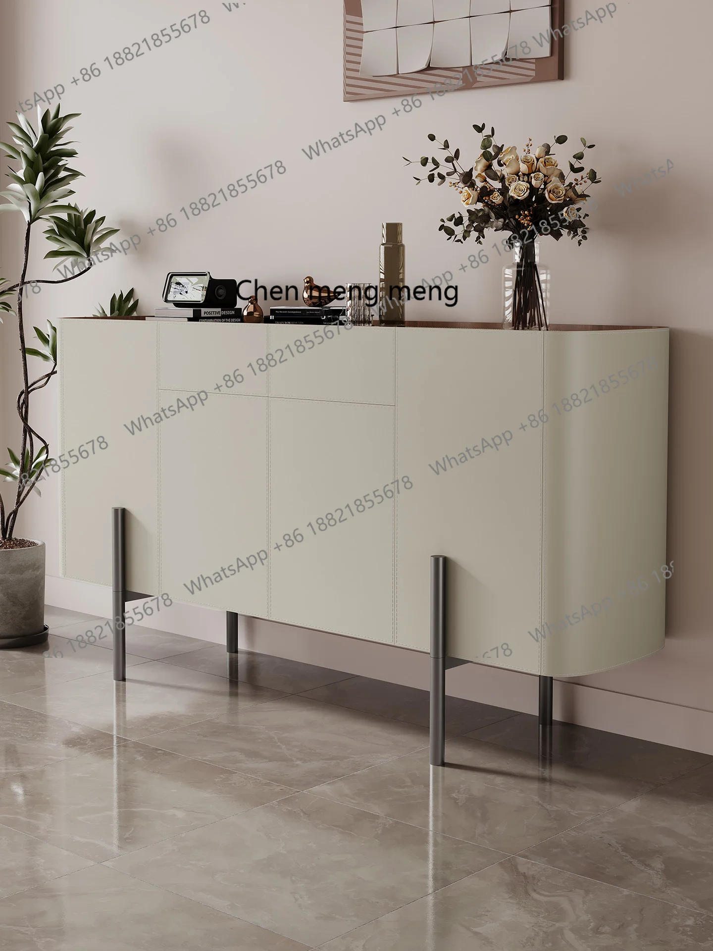 

Итальянский легкий роскошный буфет, седельная кожа у стены, встроенный в дверь, шкафчик шифер.