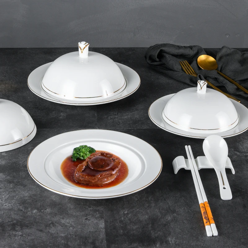 

Чаша для супа с золотой оправой Cerc, покрытая морским огурцом, миска для супа Fi Maw, рисовая тарелка, обеденная посуда, отель Sle, вестерн, стейк...