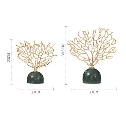 

European Style Marble Metal Oval Coral Tree Art Entrance TV Cabinet Desktop Decoration Creative Geometric Modern Home Decoration