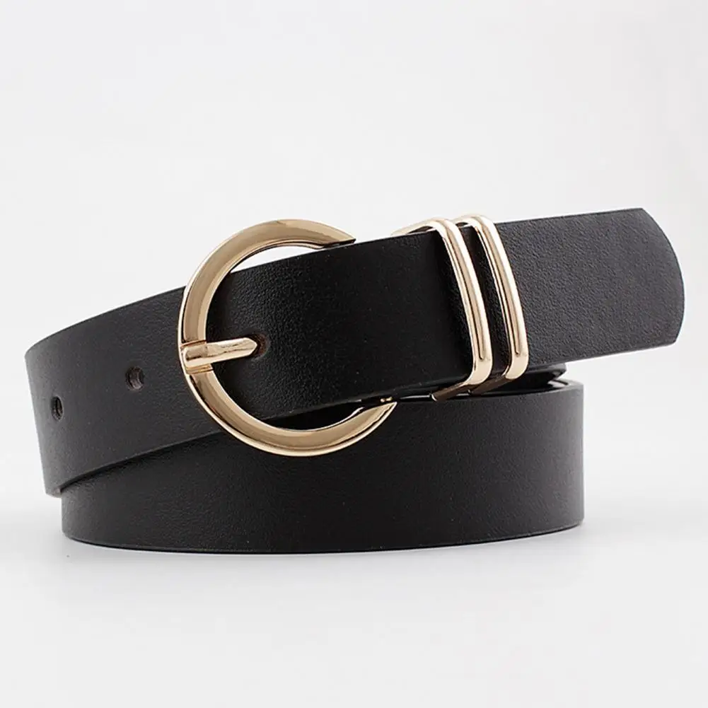 Women Belt Adjustable Length Imitation Leather Belt Jeans Dresses Shirts Sweaters Waistband Versatile Solid Color Waist Belts 95