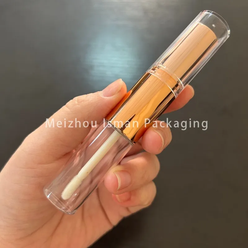 50 Stuks Zwarte Dubbele Hoofd Dubbelzijdig Dual Lippenstift Lipgloss Buis 2 in 1 Rose Goud Lippenstift Lip Olie Verpakking container 10 ml 4 ml