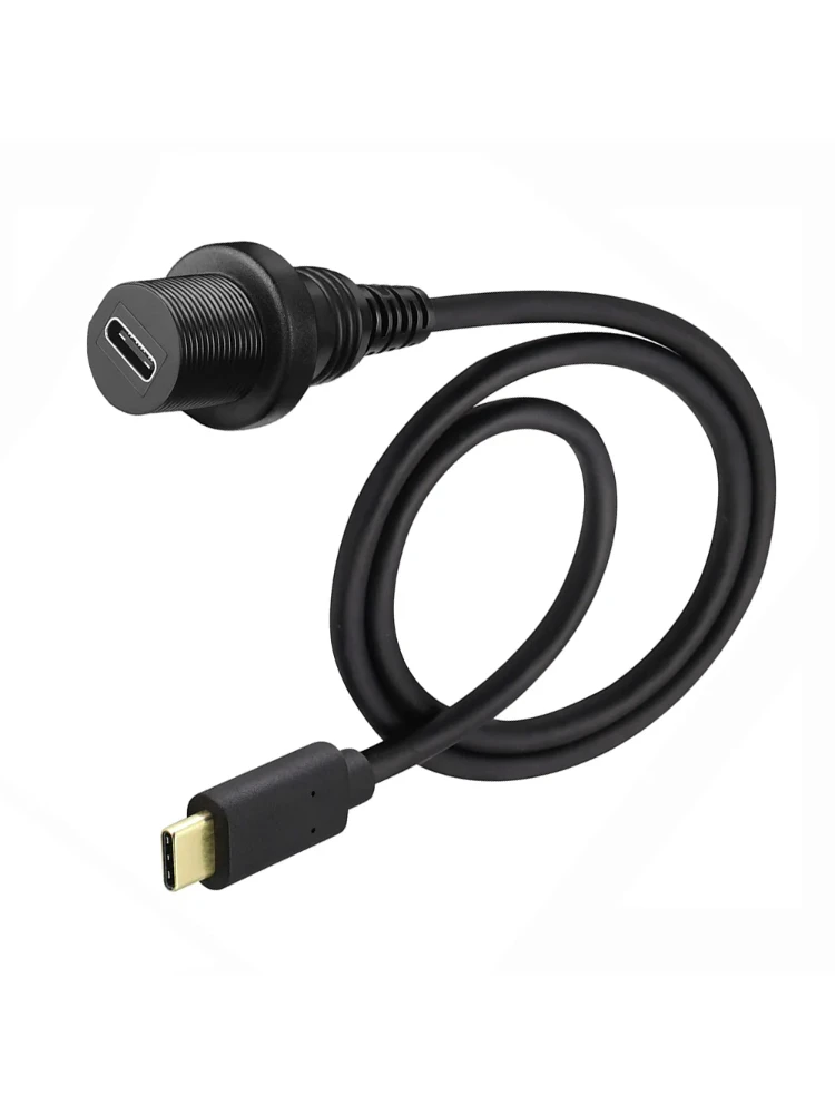 Small Hole USB 2.0/3.0/3.1 Type-C Male To Female Dash Panel Flush Mount Cable with Waterproof Kit for Car Boat Motorcycle