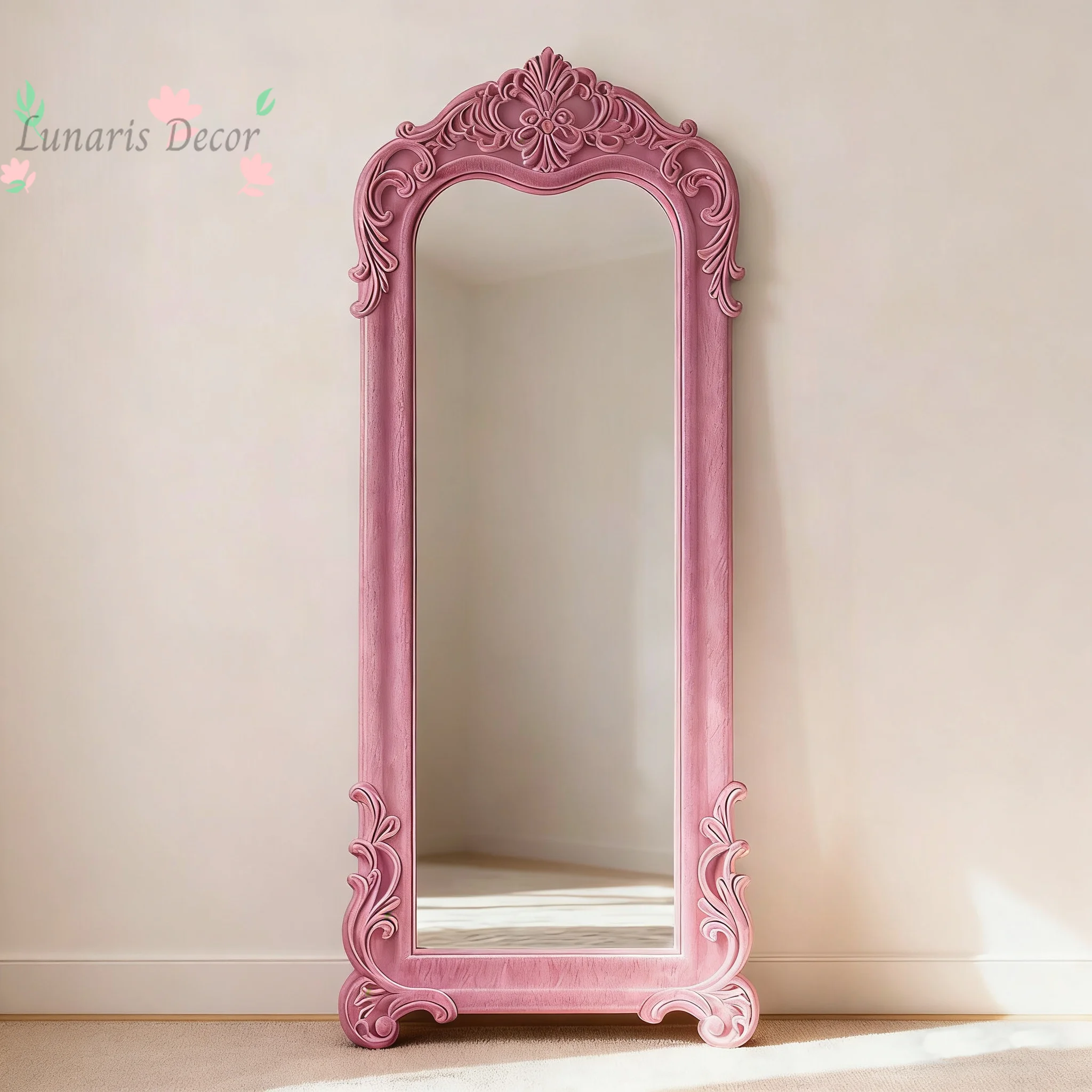 European style flocking retro full-length mirror american dopamine full-length mirror clothing store ins style carved mirror