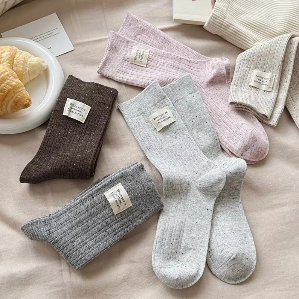 

New Simple Letter Women's Socks Korean Style Breathable Middle Tube Socks Cotton Sweat Absorption Crew Socks Girl