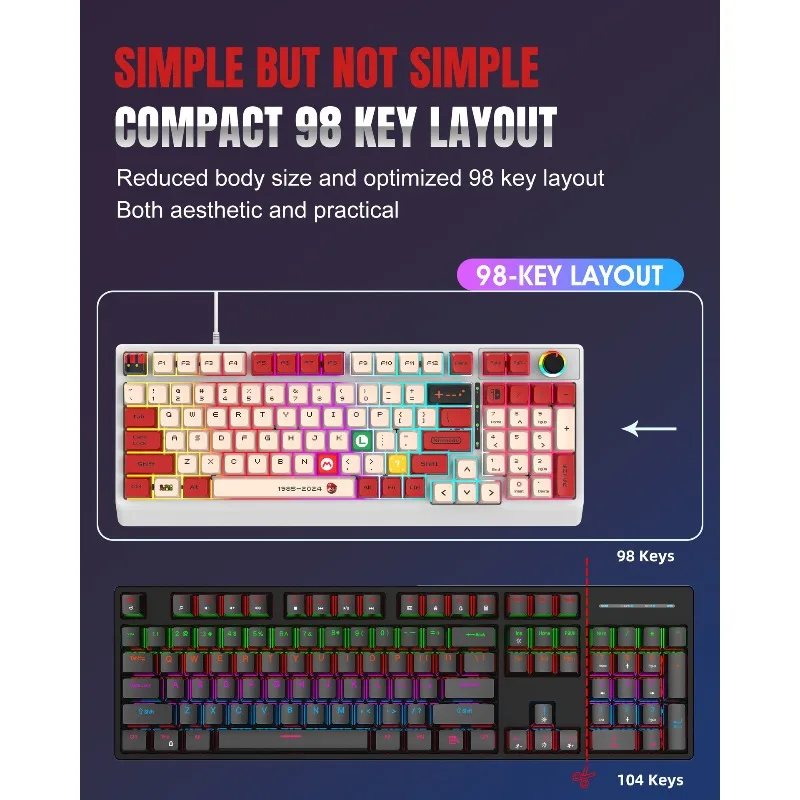 Real mechanical keyboard, blue axis, red axis, wired two-color injection molding, sublimation keycap game peripherals