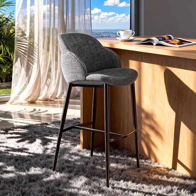 

Italian Minimalist Bar Chair Cloth Backrest Restaurants Cafes Bar Chair Barstool Ergonomic Sillas Para Barra Club Furniture