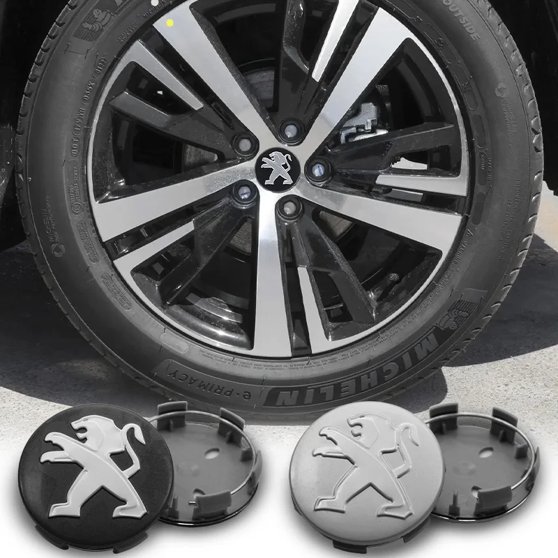 4pcs Car 60MM Wheel Center Covers Hub Caps Badge Emblem For Peugeot 405 605 806 RCZ 206 207 208 306 307 508 106 3008 Accessories