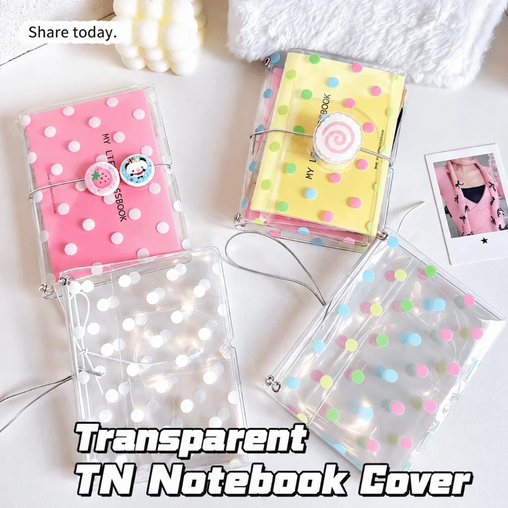 Durable Polka Dot Print Passport Holder Elastic Band Design Transparent TN Notebook Cover Clear Portable Passport Cover Travel