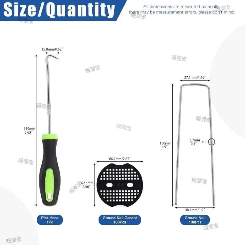 Steel U Ground Pegs Equipped Pick Hook Anti-Corrosion Staples Fasten Lawn Turf Fence Tube Practical Garden Fix Tool