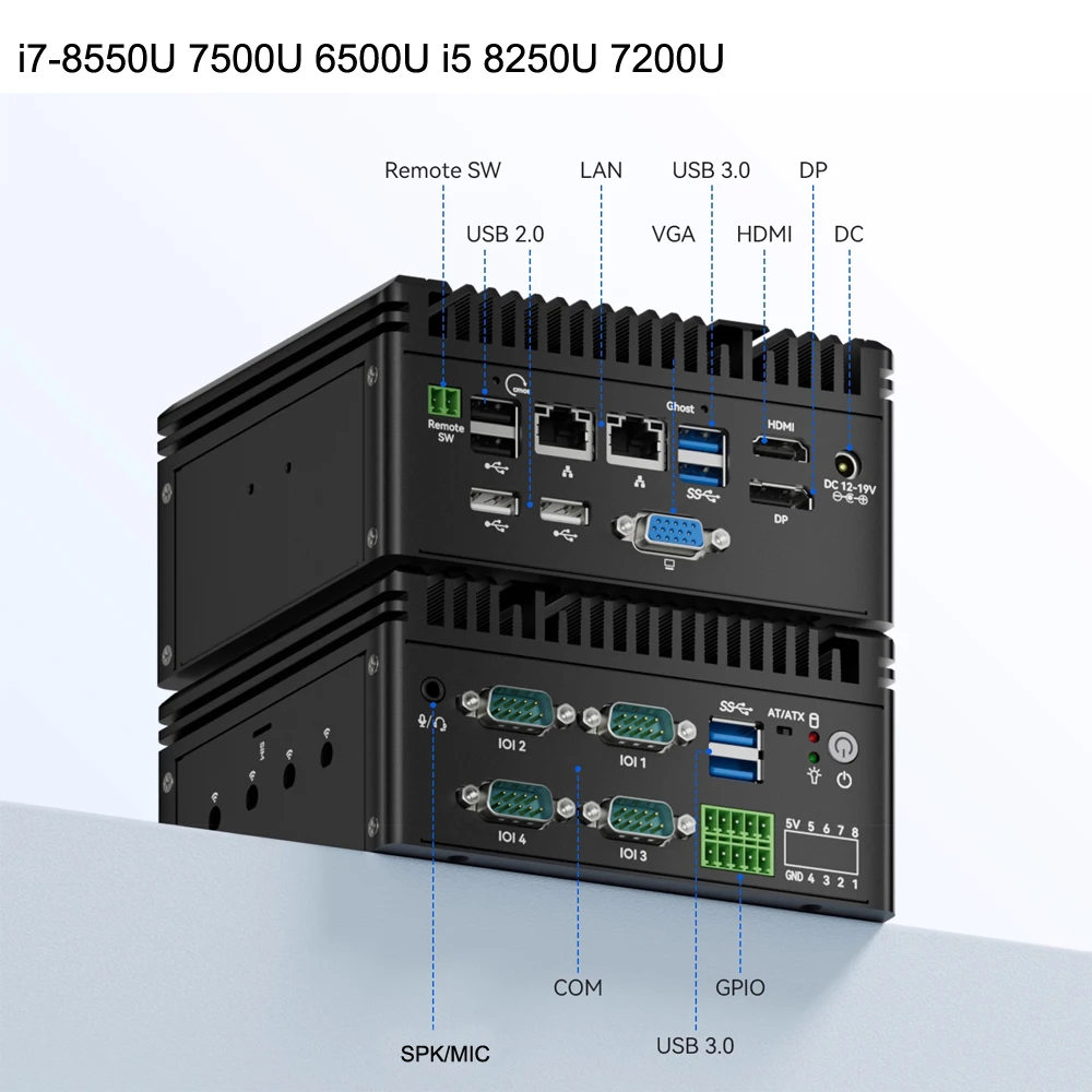Pocket Industrial Mini PC Intel Core i7 8550U 7500U 6500U DDR4 HD DP VGA 4xCOM Win11 2xLANGIPO Desktop Office Computer i5 8250U
