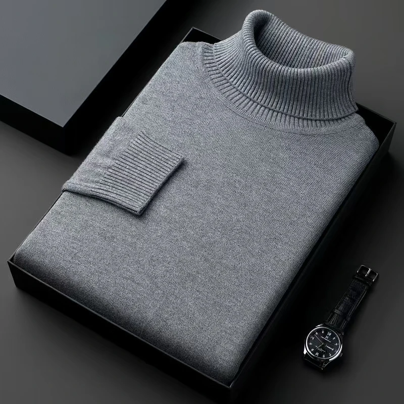 

Sweatwear Mens Anti-pilling High Quality Knitted Turtleneck Sweater Slim Fit Long Sleeve Pullover Solid Color Trend Men Clothing