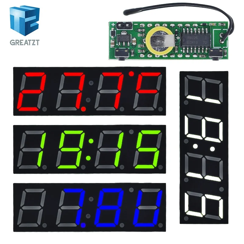 3 In 1 LED RX8025T Digital Clock Temperature Voltage Module DIY Time/Thermometer/Voltmeter DC 5-30V For Arduino