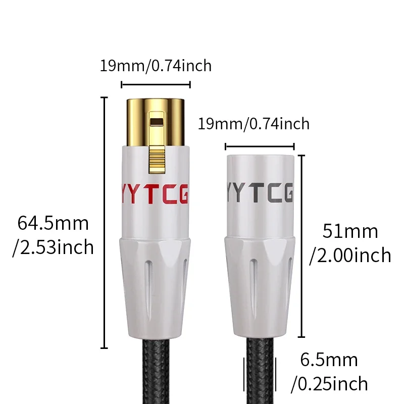 Imagem -02 - Yytcg-cabo de Extensão Xlr Banhado a Prata para Amplificadores Mixer de Áudio Pinos Macho para Fêmea Balance Wire Xlr 6n