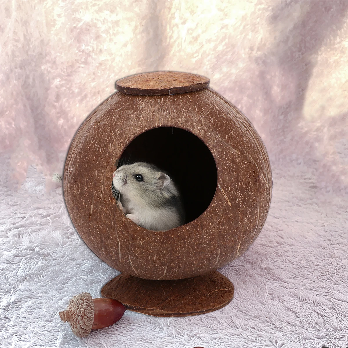 

Coconut Shell Bird Nest Cute Pet Bed Natural Design Durable Squirrel Hamster House Summer Winter Use Animal Sleeping Bed