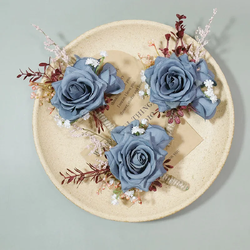 Ramillete de Boutonniere y muñeca para boda, suministros de boda, arte de flores de simulación, celebración de negocios, invitados de apertura, 473