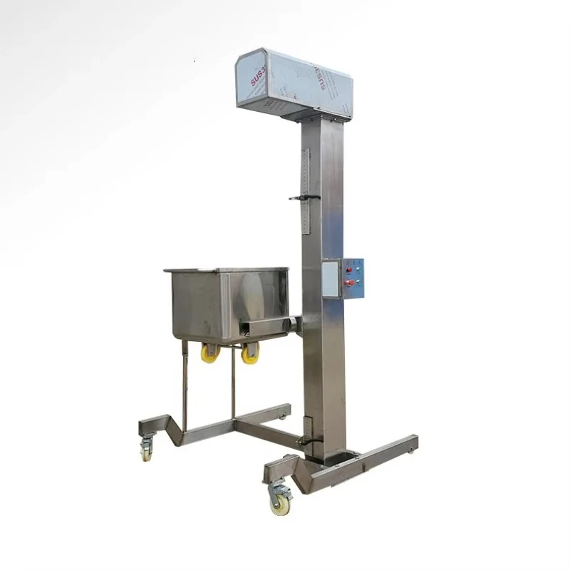 Mobile 200 liter trolley bucket column dumper 200l standard meat truck warehouse elevator electric feed elevator