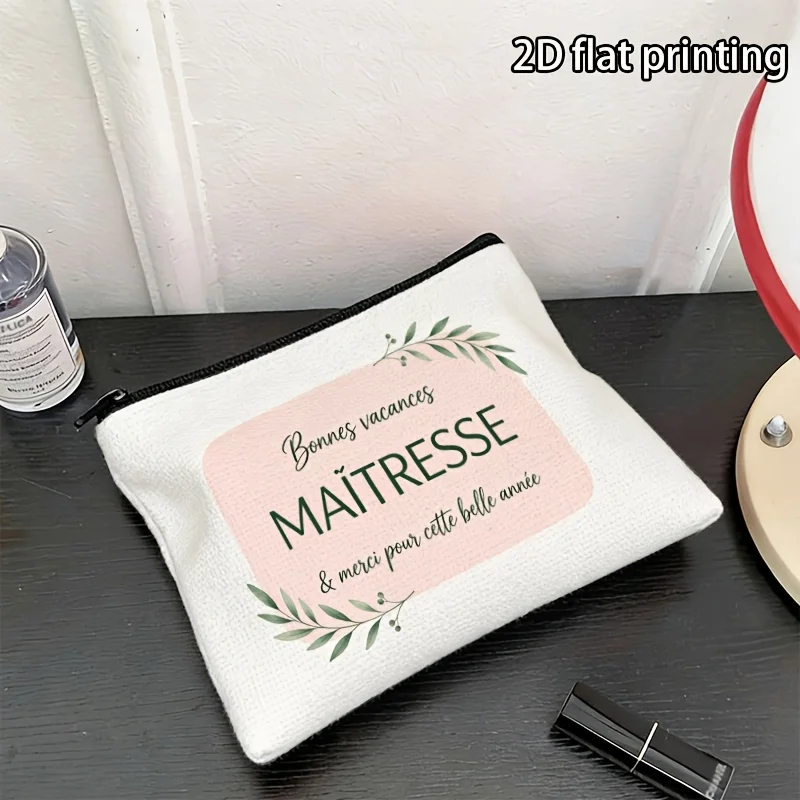 French Teacher Theme Makeup Bag Appreciation Gift Bonnes Vacances Design Thank You Gift for Educators Teacher's Gift Women 6