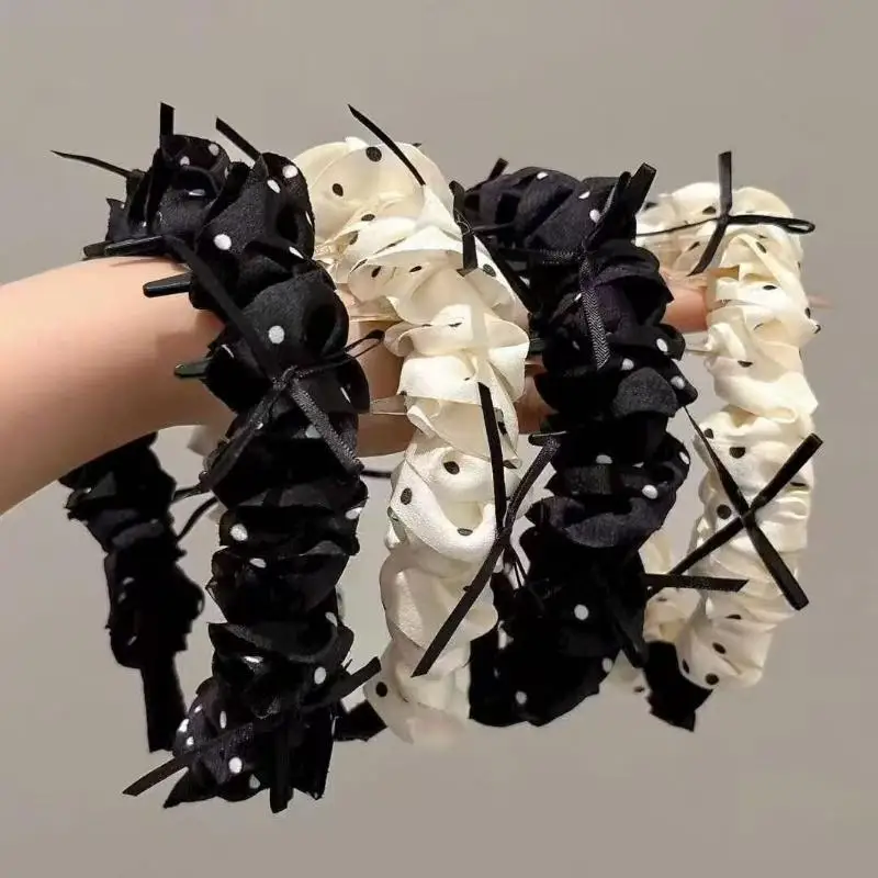 Süßes Polka-Dot-Schleifenstirnband Retro Damen-Haarspange Hoher Kronenkamm Haaraccessoire – Detail 11