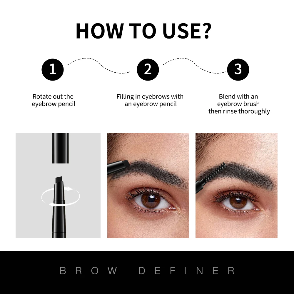 Lasting Waterproof Eyebrow Pen Makeup Double Head Triangle Precise Brows Cream With Brush Lasting No Blooming Rotatable Makeup