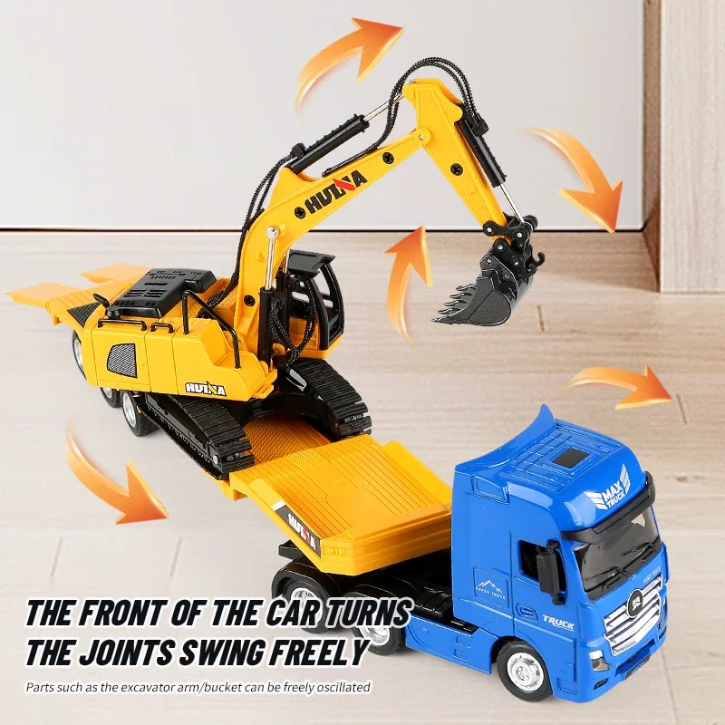 HUINA 1/50 Metal Engineering Vehicle Model Diecast Construction Vehicles Dump Digger Mixer Truck Pull Back Cars Kids Toys Gifts