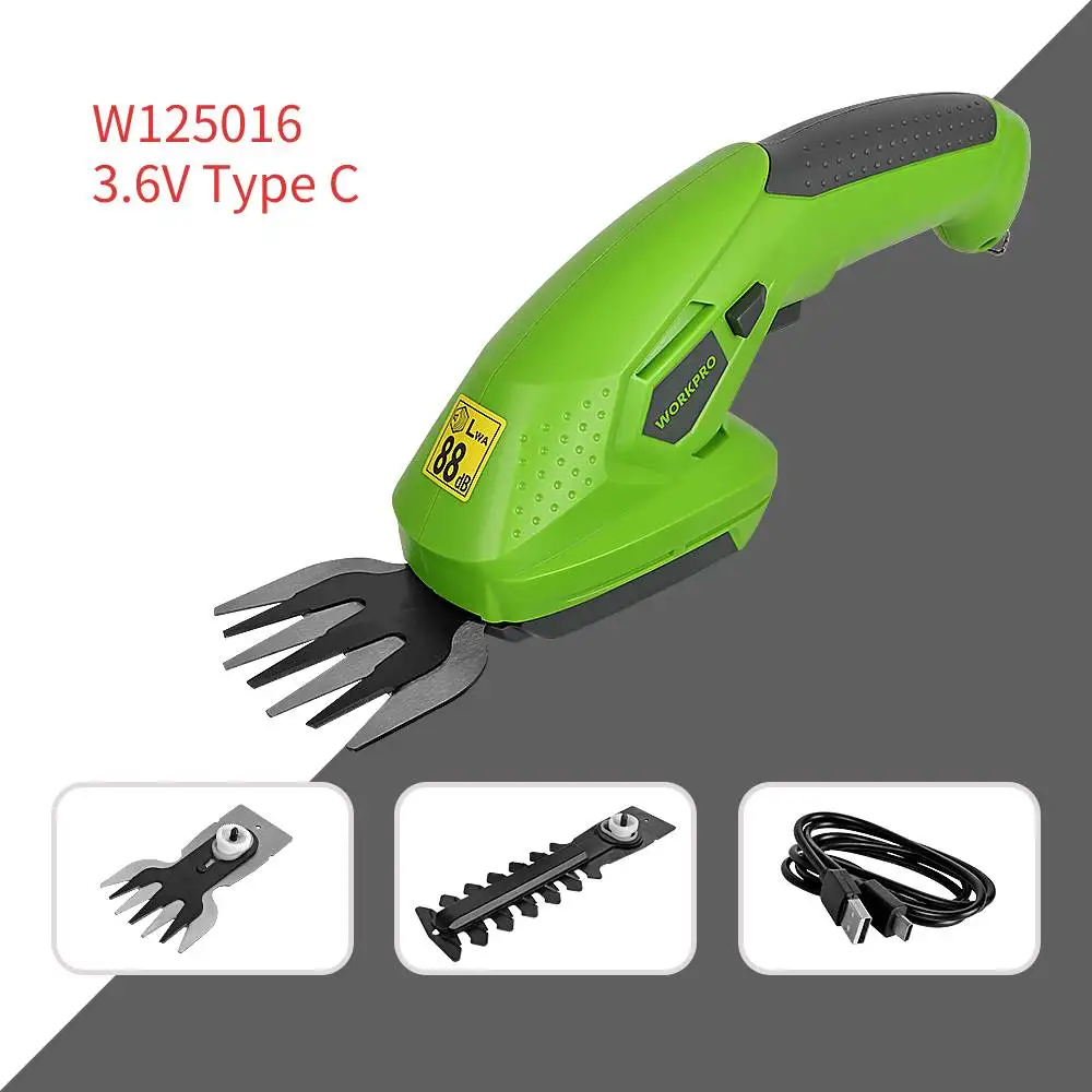 WORKPRO 2 in 1 Cordless Hedge Trimmer Grass Shear Electric Shrubbery Cutter Portable Cutter Trimmer Rechargeable Garden Tool
