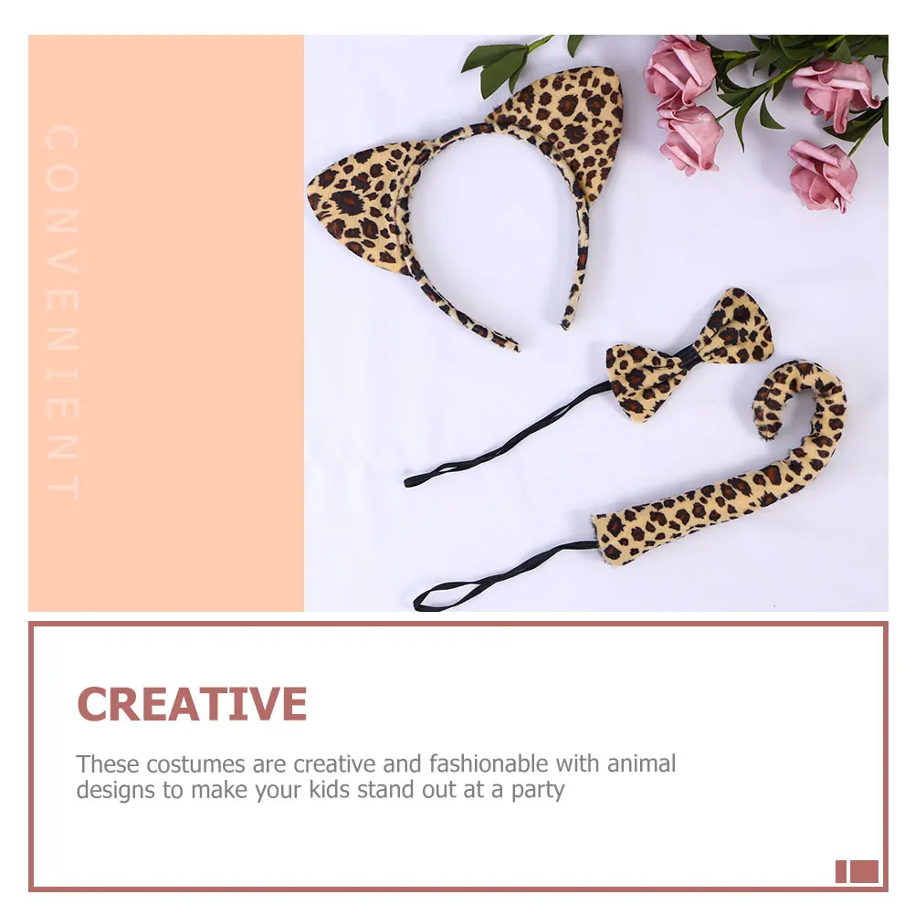 

2 Sets Cartoon Headband Hair Accessories Dancing Animal Costume Supplies Cosplay Tails Cloth Kindergarten