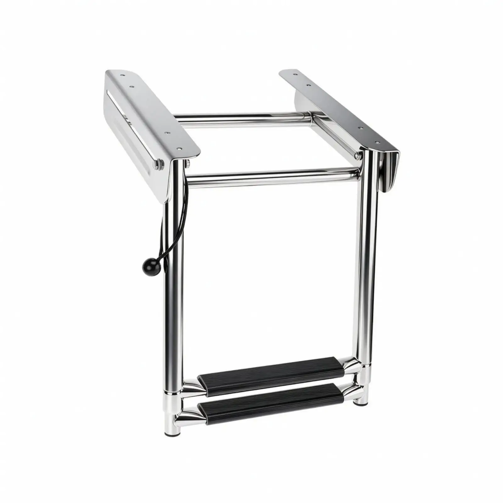Stainless Steel Two-Step Boat Ladder Space Saving Folding Boat Ladder with Pull Cord Compact