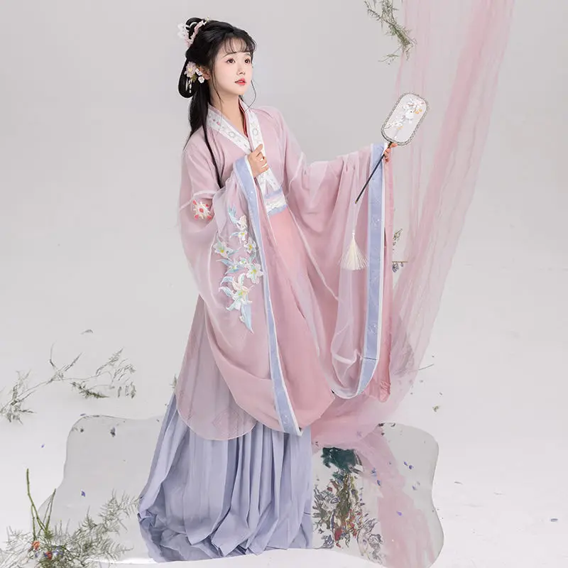 

Женский ханьфу Moyu Ge [Zhiyue] в стиле Южных и Северных династий (Вэй, Цзинь), с широкими рукавами, Ru Xia Qi, с завышенной талией