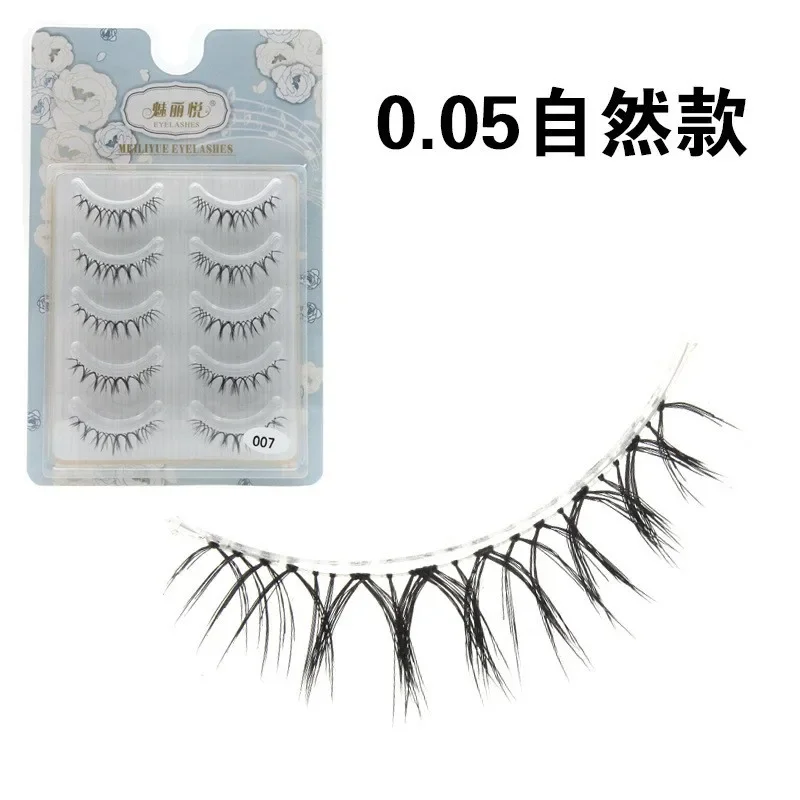 Meiliyue 007 Japanese Sunflower Sharpened False Eyelashes Natural Cross Transparent Stem Whole One Piece Eyelashes