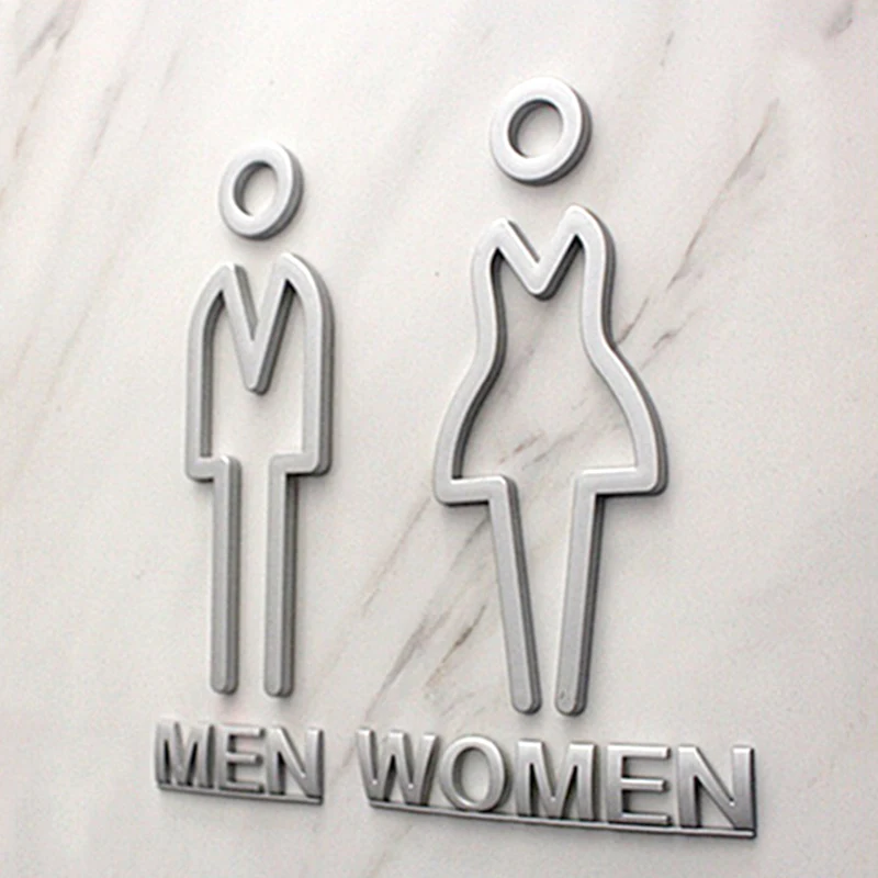 Acrylic Sign Toilet Symbol Man & Woman Toilet Sticker Restroom Washroom Toilet Door Sign Signage Hotel Office Home Decoration