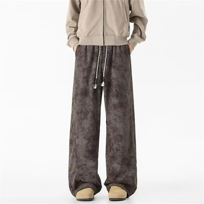

Men's Retro New Straight Tube Corduroy Pants For Spring And Autumn, Loose Casual Oversized Sweatpants, Sports Pants