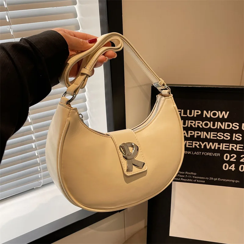 

2025 Saddle Bag - Crescent Moon Underarm Purse | Trendy Letter Print Shoulder Bag | Minimalist Crossbody Bag for Women