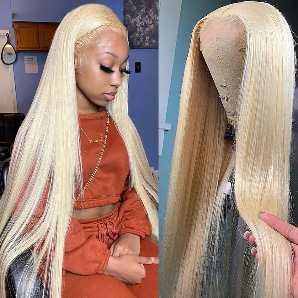 HD 250% 32 Inches Honey Blonde 613 13X6 Straight Lace Front Human Hair Wigs 13X4 Lace Frontal Wigs Glueless Ready To Go Wear