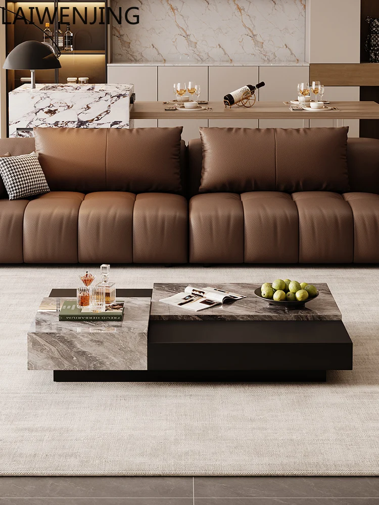 HLZ rock slab coffee table light luxury minimalist living room home tea table high-end new coffee table