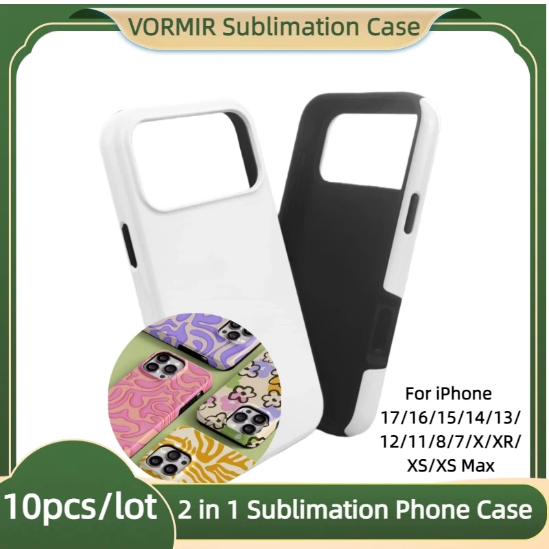 

VORMIR 10pcs 2 in 1 3D Sublimation Phone Case Blank Thermal Transfer Print DIY Cell Cover For iPhone 17/17 Air/17 Pro/17 Pro Max