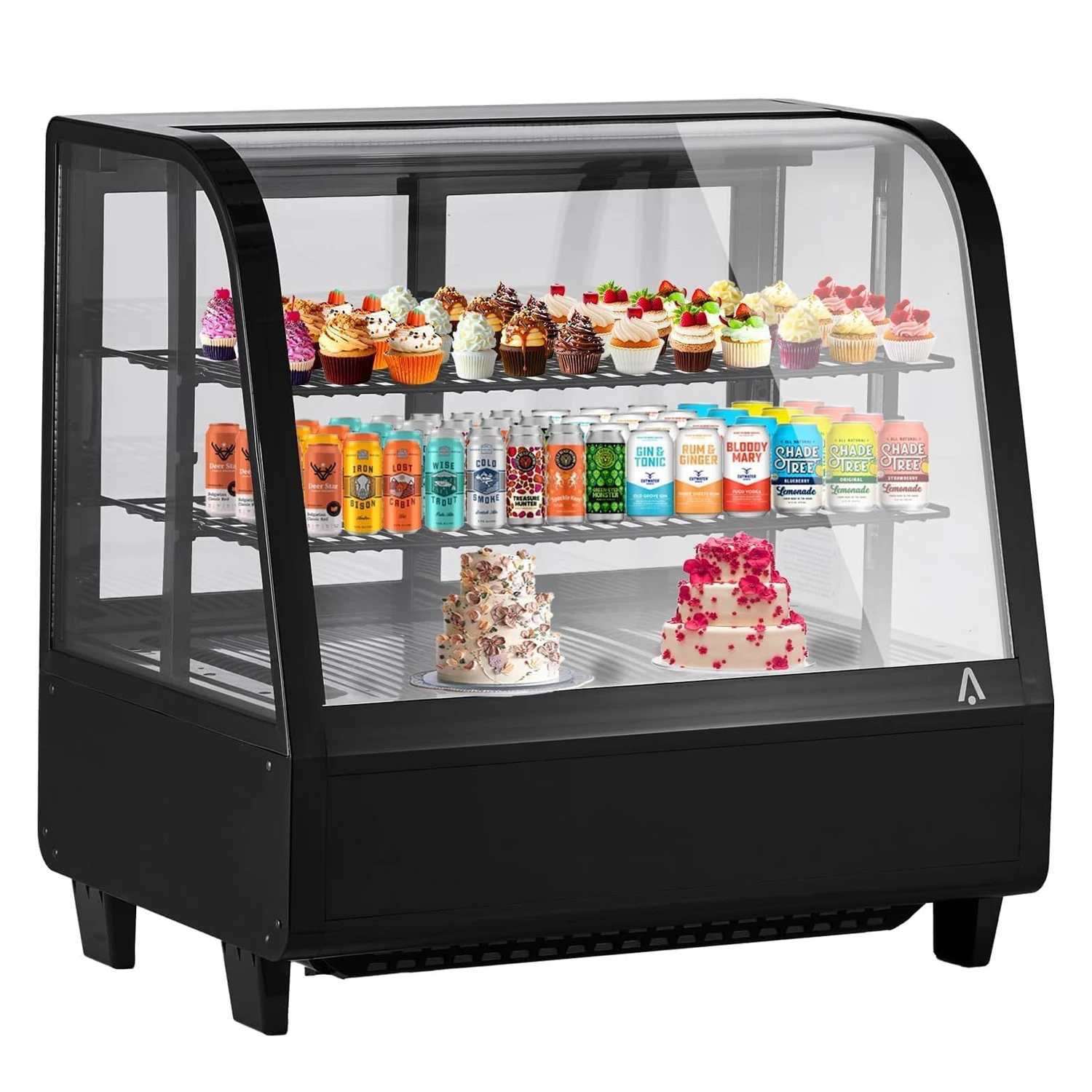 3.5 Cu.Ft Refrigerated Display Case, Commercial Countertop Display Refrigerator,Pastry Display Fridge with 2 Adjustable Shelves