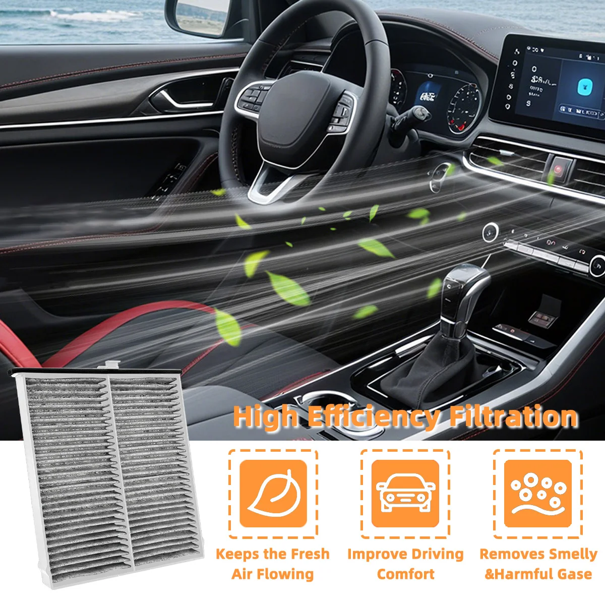 Aktivkohle-Innenraumfilter für Autos, effektive Filtration, passend für Mazda 3 Sport 6 CX-5, KD45-61-J6X, MP11-1K-D45, CAF1907P, 042-2217 – Detail 2