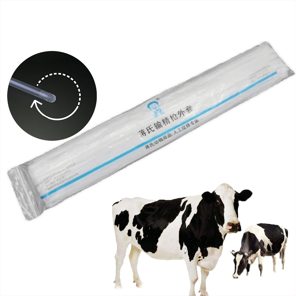 Bovine Cattle Cow Casing Pipe Plastic Disposable Artificial Insemination Universal Sperm Transfusion Outer Catheter 5Bags/100pc