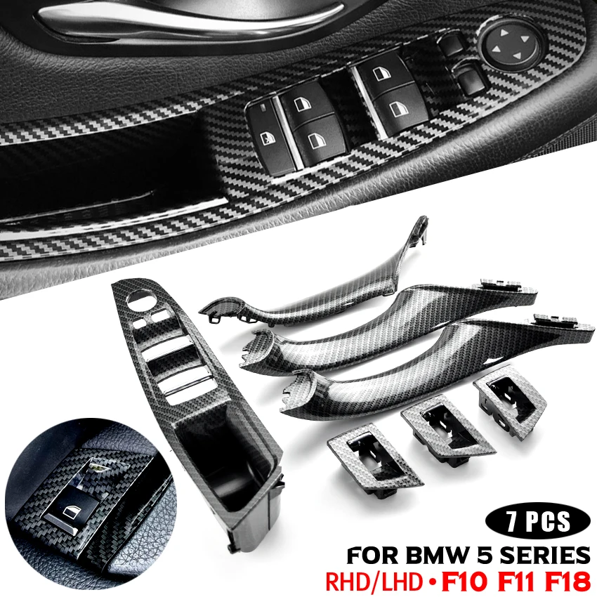 Left Drive LHD/RHD Carbon Fiber Car Interior Door Handle Pull Fit For BMW 5 series F10 F11 520d 525d 530d 535i view 3