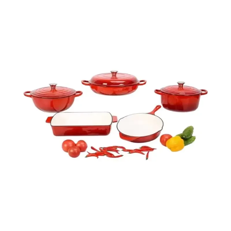 Household Kitchenware 5PCS Cast Iron Enamel Panel Cookware Set Casserole Kitchen Storage Soup Pot Cookware Set Bar Hotel