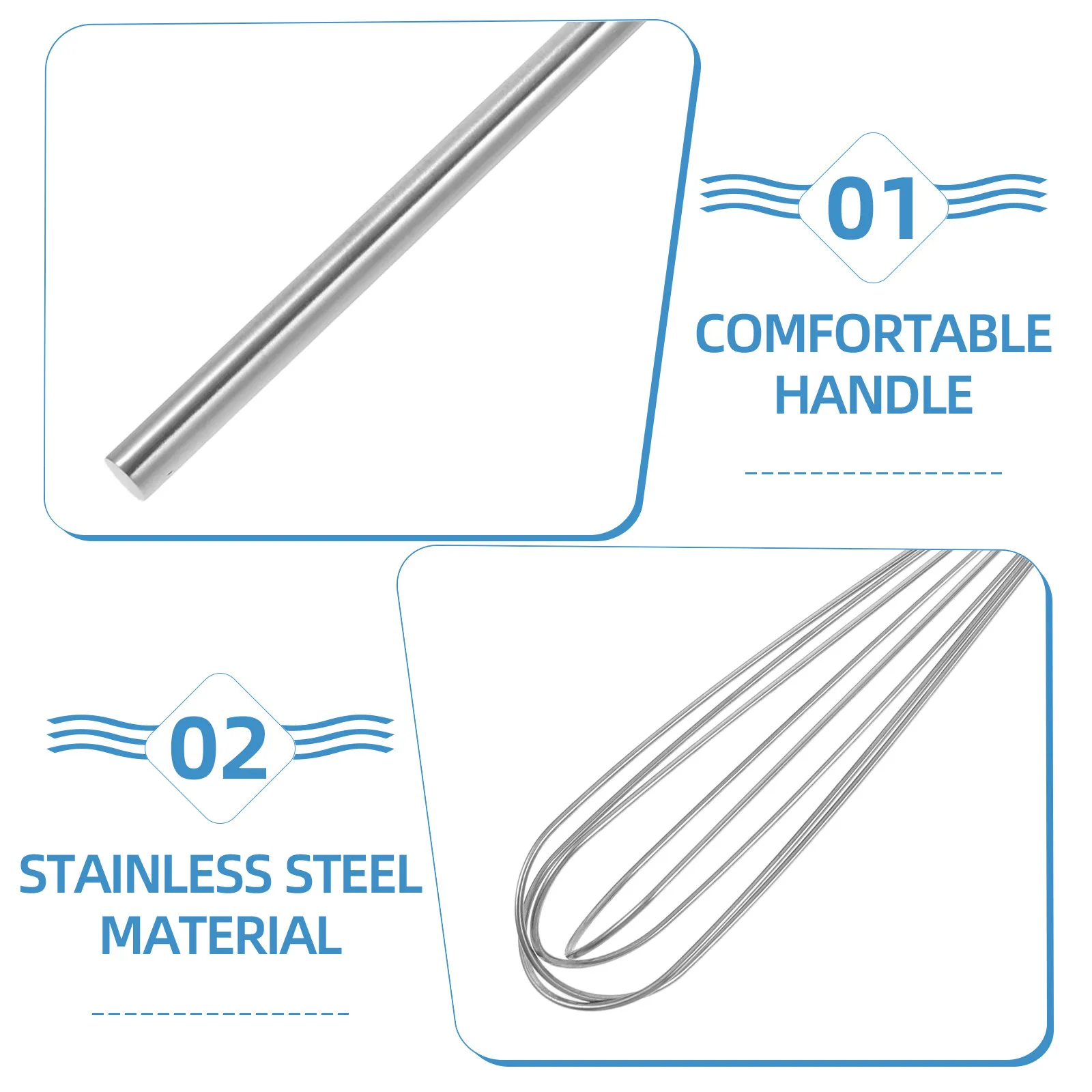 

Stainless Steel Egg Whisk Mini Elongated Handheld Whisk for Cooking Baking Outdoor Use Mixing Cream Beating Eggs Sauce Stirring