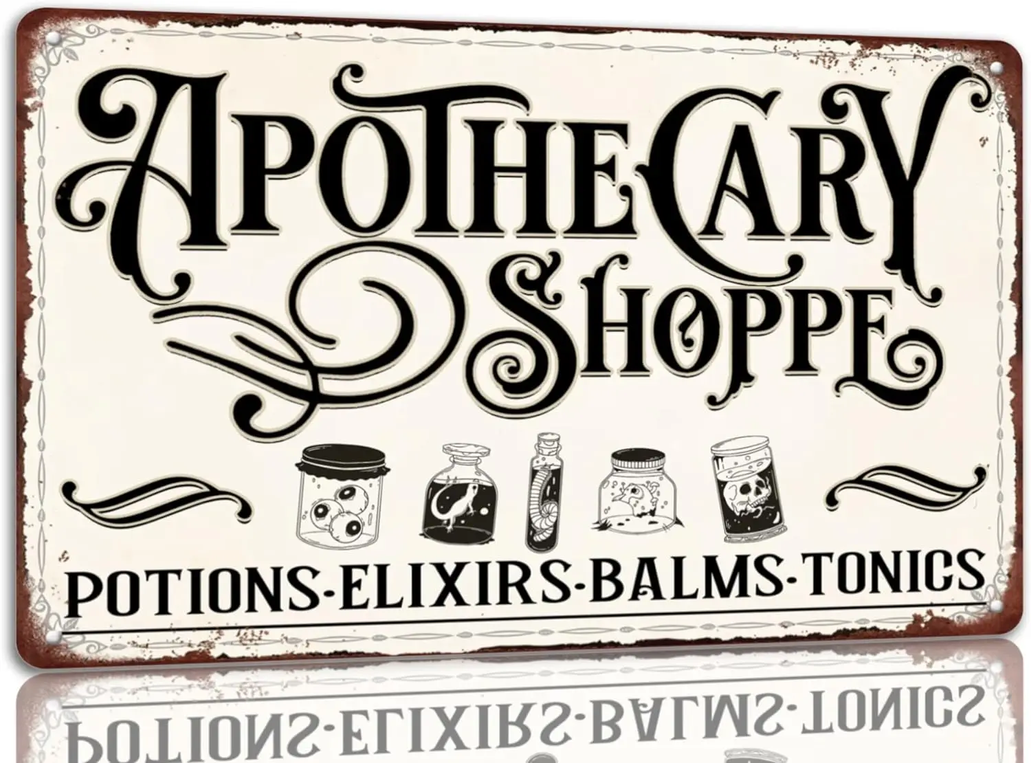 ヴィンテージハロウィーンメタルサイン,ゴシック魔女,装飾,shoppe,apothecary,shoppe,家庭,キッチン,バー,20.32x30.48 cm