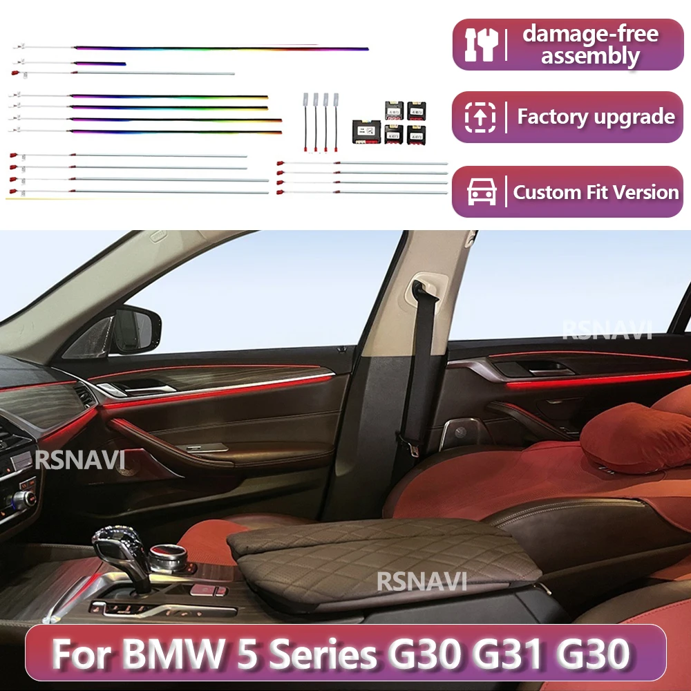 RSNAVI Werksseitige Einstellungen für BMW 5er G30 G31 2017-2023 OEM-Design Ambientebeleuchtung Auto-LED-Tür-Ambientebeleuchtung Upgrade Innenraum