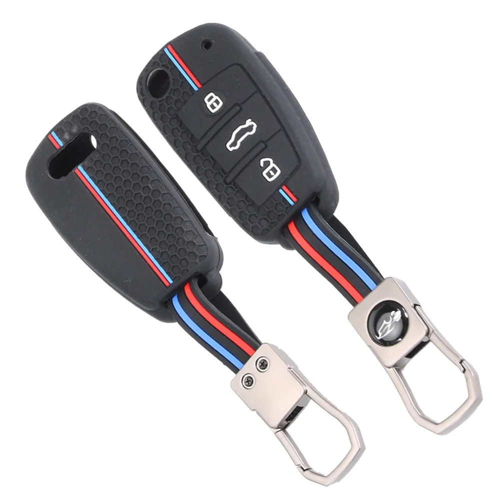 High Quality Silicone Car Remote Control Key Case Cover Holder Shell For Audi A3 8P 8V 8L S3 RS3 Protected Keychain Bag